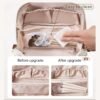 71u5ewRd9iL._AC_SL1500_.jpg EACHY Travel Makeup Bag, Large Capacity Cosmetic Bags for Women, Waterproof Portable Pouch Open Flat Toiletry Bag Pattern Make up Bag (F-Beige)