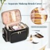 71uPkcDYnRL._SL1500_.jpg Large Makeup Bag, Portable Travel Makeup Bag Organizer for Women Girls with Makeup Brush Compartment & Two Side Pockets, Cosmetic Travel Bag Vertical Storage Toiletry Bag - Black