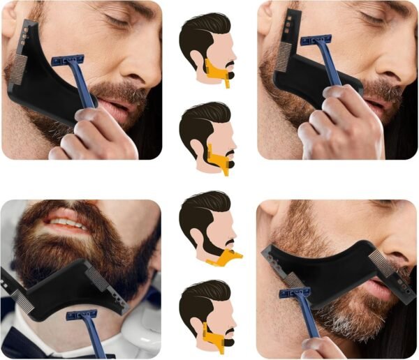 2 Pcs Beard Shaper - Lineup & Styling Tool for Men - Facial Hair Shaping Template