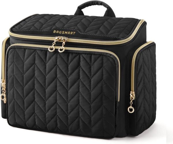 71ubabvC0XL._AC_SL1500_.jpg BAGSMART Travel Toiletry Bag, Large Wide-open Travel Bag for Toiletries, Makeup Cosmetic Travel Bag with Handle-Black