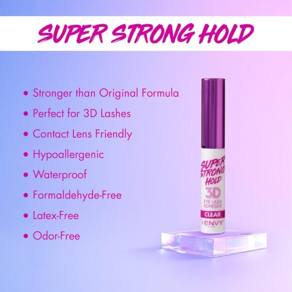 71uep0jyZTL._SL1500_.jpg i-Envy by KISS Super Strong Hold 3D Strip Lash Glue (Clear), Waterproof Brush-On False Eyelash Adhesive, Latex-Free & Odor-Free, Long-Lasting & Easy Application, Ideal for Sensitive Eyes