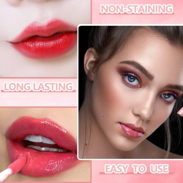 10 Colors Lip Tint Stain Set, Korean Lip Gloss Watery Lip Stain Moisturizing Mini Liquid Lipstick Set, Multi-Use Lip and Cheek Tint, Non-Stick Cup, High Pigment, Long-Lasting, Vivid Color (Set B)