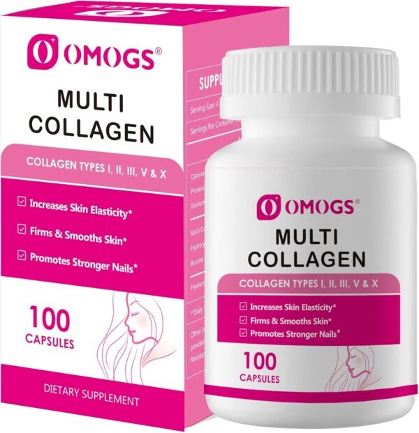 Collagen Peptides Capsule，Naturally Sourced Hydrolyzed Collagen with prebiotic & Cranberry Extract - Hair, Skin, Nail, Joint, Digestive Health & Immune Support, Non-GMO, 100 Capsule.
