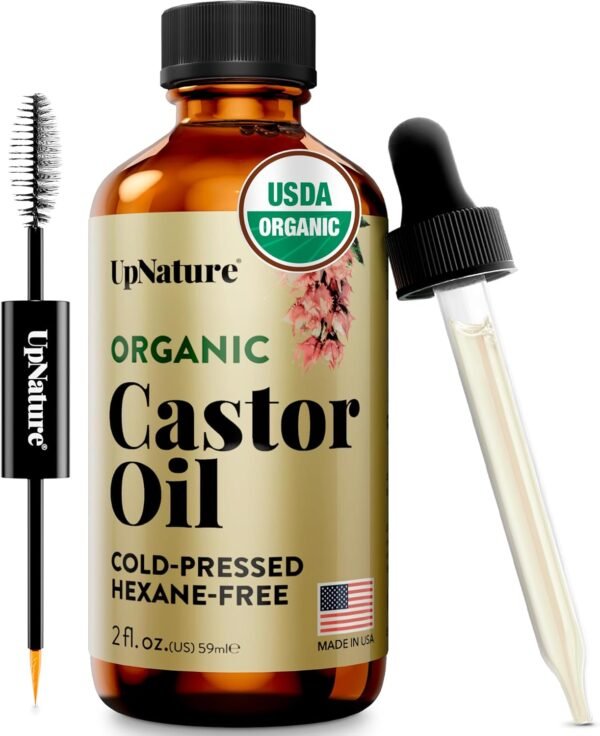 71unX6u3wNL._AC_SL1500_.jpg UpNature Organic Castor Oil (2 oz) 100% Pure Cold Pressed Unrefined Castor Oil for Hair Growth Support – Eyebrow Eyelash Growth Serum (Hexane Free) Natural Moisturizer in Glass Bottle