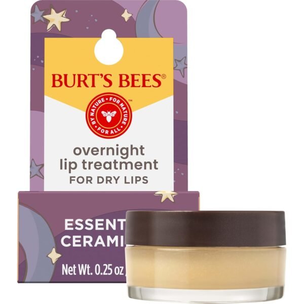 71uog2bJH3L._SL1500_.jpg Burt's Bees Original Overnight Intensive Lip Treatment, Moisturizing, Restorative, Reduces Fine Lines, Vitamin E, Ceramides Oils, Natural Origin Lip Care, 0.25 Oz.