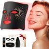 Red Light Therapy for Face-LED Face Mask Light Therapy with 3 Gears,2500mAh Battery,Remote Control,Infrared Red Light Therapy Mask for Home Working Travel Yoga Sleep