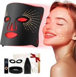 Red Light Therapy for Face-LED Face Mask Light Therapy with 3 Gears,2500mAh Battery,Remote Control,Infrared Red Light Therapy Mask for Home Working Travel Yoga Sleep