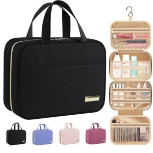 71v1Rnp-Y7L._SL1500_.jpg HOTOR Travel Toiletry Bag w/Hanging Hook - Spacious Toiletry Bag Essentials for Women & Men, Makeup Bag/Big Comparment, Waterproof for Travel Accessories, Medium, Black