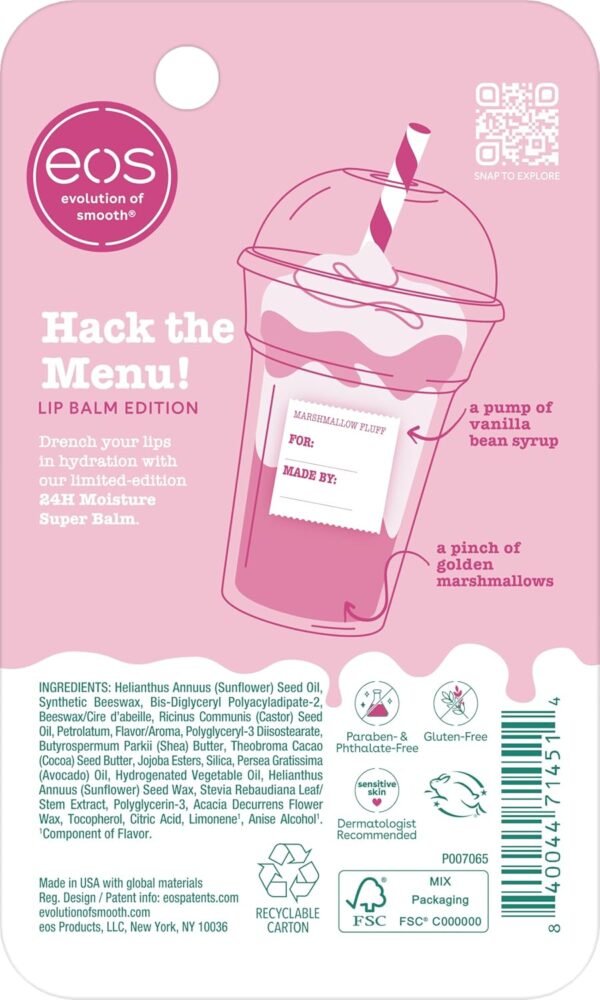 71v2N2iy0rL._SL1500_.jpg eos 24H Moisture Super Balm - Marshmallow Fluff, Lip mask, Moisturizing, Lip Treatment, Limited-Edition Skincare, 0.35 fl oz