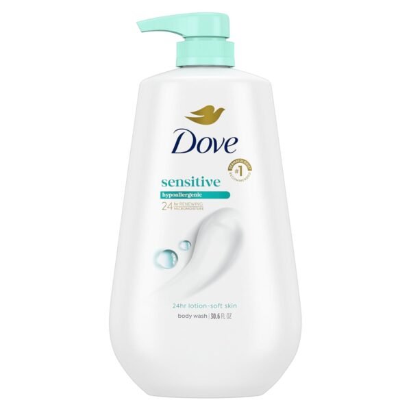 71vLZ3O63vL._SL1500_.jpg Dove Body Wash with Pump Sensitive Skin For 24hr Lotion-Soft Skin Moisturizing Skin Cleanser Gentle Hypoallergenic Formula with No Sulfates No Parabens 30.6 oz
