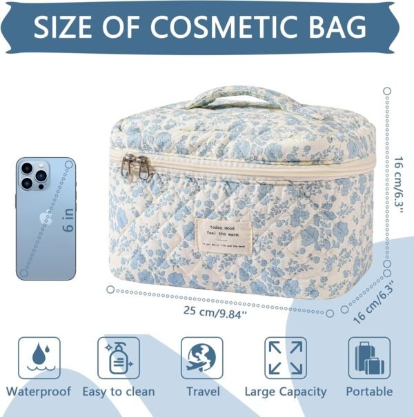 71vNZIRFRIL._AC_SL1500_.jpg Large Makeup Bag, Cute Cosmetic Bag for Women Girls, Floral Coquette Aesthetic Toiletry Bag, Travel Make Up Organizer Bag (BDLH)