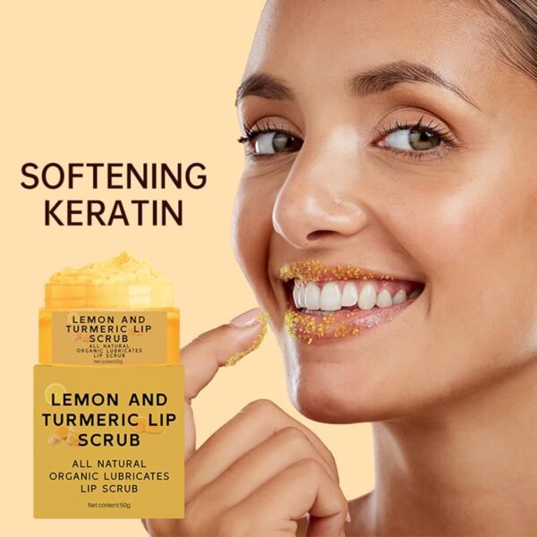 Turmeric Lemon Lip Scrub for Dark Lips, Exfoliating Lip Scrub with Aloe Vera, Scrub & Nourish Sugar Lip Scrub, Natural Scrub & Turmeric Lip Scrub and Balm for Dry, Chapped, Reduce Fine Lines Lip