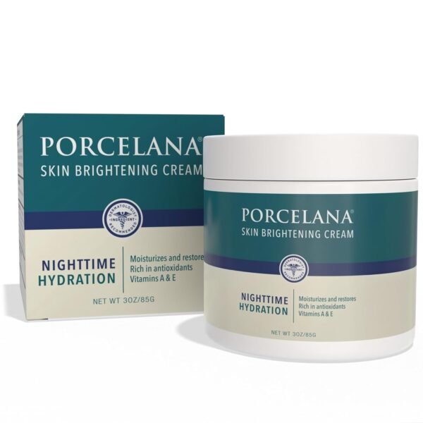Porcelana Nighttime Hydration Cream Updated Formula - Fades Dark Spots & Evens Skin Tone - For Sun or Age Spots, Acne Scarring, Melasma & Other Discoloration - Moisturizer w/Vitamins & Antioxidants