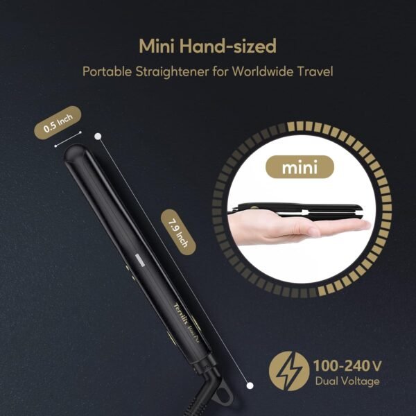 71vs1Ba5BXL._AC_SL1500_.jpg Terviiix Mini Flat Iron for Short Hair Temperature Adjustable, 1/2 Inch Mini Small Portable Ceramic Travel Hair Straightener for Men, Black