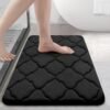 OLANLY Memory Foam Bath Mat Rug 24x16, Ultra Soft and Absorbent Bathroom Rugs, Non-Slip, Comfortable, Machine Washable Bath Carpet for Bathroom Floor, Tub, Shower and Home Decor Accessories, Black