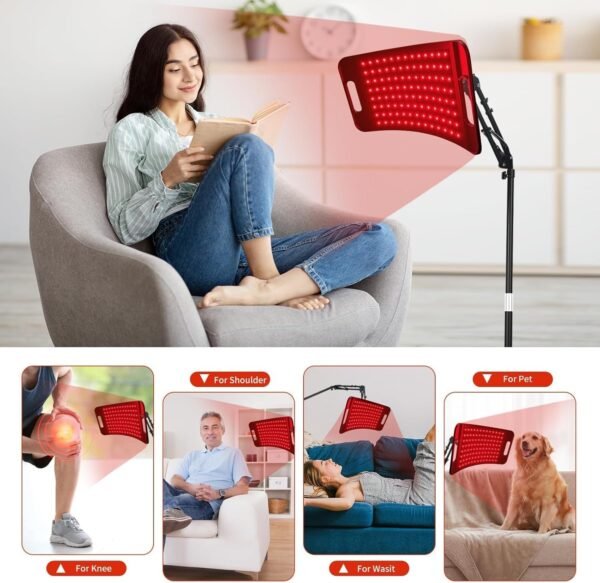 Red Light Therapy Lamp,Infrared Light Therapy with 660nm Visible Red Light & 850nm Invisible Infrared Light with Floor Stand 104 LEDs,Infrared Light Therapy for Body Device Effective for Skin Repair