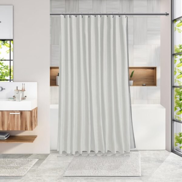 Clara Clark Bathroom Accessories Set - 22PC Bathroom Set, Bathroom Sets with Shower Curtain and Rugs, White Shower Curtain Set with Bathroom Trash Can