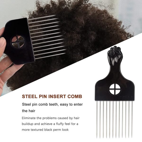 71wMVXKODaL._SL1500_.jpg Magic Curl Sponge Set for Barber Hair Styling: Afro Twist Hair Brush, Metal Pick Comb, and Styling Combs (Black-A)