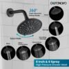 gotonovo Tub Shower Faucet Set Shower Head and Handle Set 6 Modes 6 inch Bathroom Trim Kit with Tub Spout High Pressure Shower System Combo with Valve Round Showerhead Matte Black