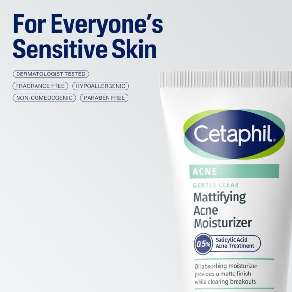 71wewDZgZbL._SL1500_.jpg Cetaphil Face Moisturizer, Gentle Clear Mattifying Acne Moisturizer With 0.5% Salicylic Acid, Hydrates and Treats Sensitive Acne Prone Skin, Skin Care for Sensitive Skin, 3oz