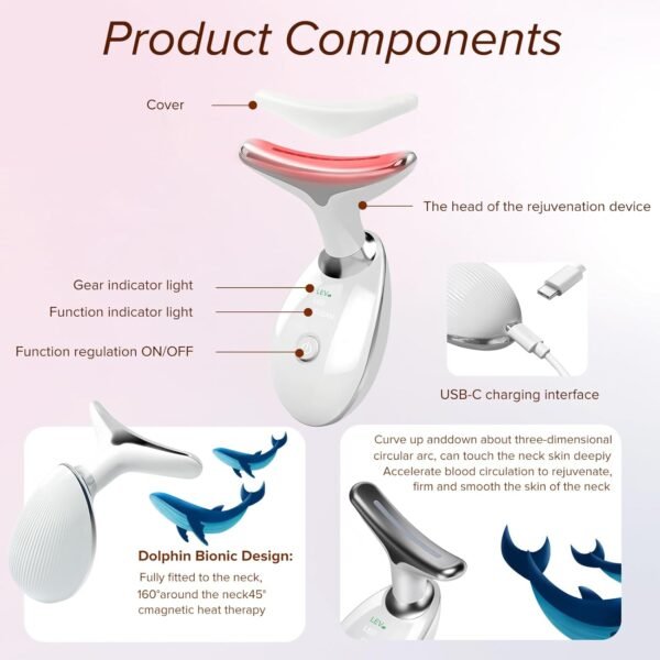 Face Messager for Face and Neck, Facial Massager for Face and Neck, 7 Color Face Neck Massager for Skin Care, at-Home Face Tool for Skin Care