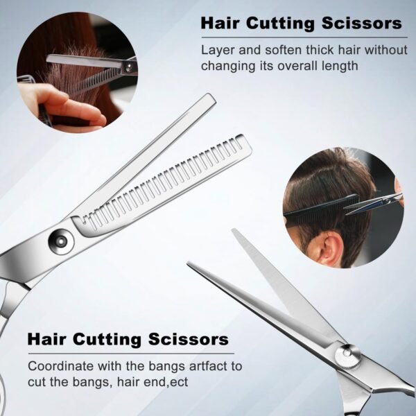 71xV7Ny0RJL._SL1500_.jpg Sirabe 9 PCS Hair Cutting Scissors Thinning Shears Kit, Professional Haircut Scissors Set, Barber Hairdressing Texturizing Shears Tools for Salon Home Men Women Kids Adults Pet