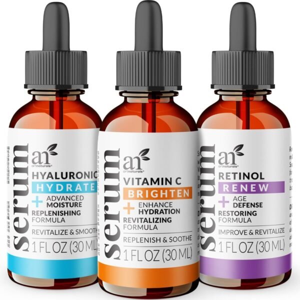 71xqoUQWxTL._SL1280_.jpg artnaturals Anti-Aging-Set with Vitamin-C Retinol and Hyaluronic-Acid - (3 x 1 Fl Oz / 30ml) Serum for Anti Wrinkle and Dark Circle Remover – All Natural and Moisturizing