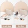 71y-4VOfyUL._AC_SL1500_.jpg Topwey Makeup Bag, Travel Essentials Cosmetic Bags for Women, Waterproof Portable Pouch travel toiletry bag with Divider (Khaki, Small)