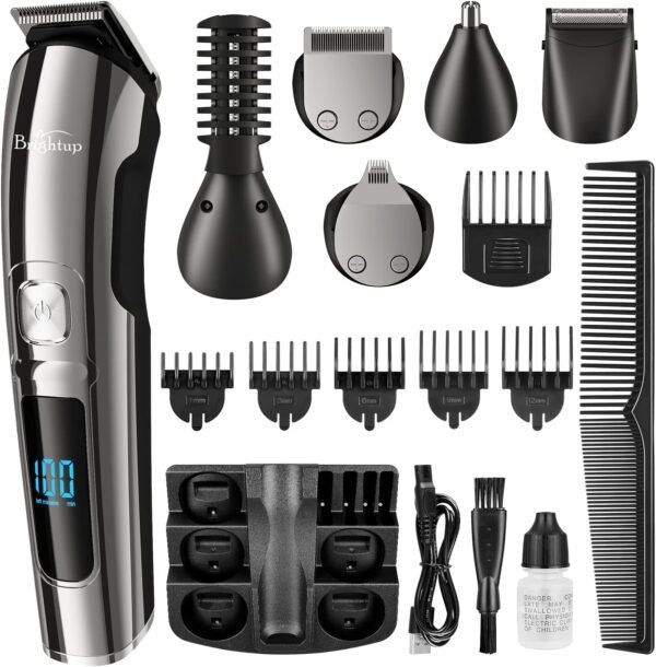 71y3NlfMl9L._AC_SL1500_.jpg Brightup Beard Trimmer for Men - Electric Razor & Shaver, Cordless Hair Clippers Trimmers Set, IPX7 Waterproof Mens Grooming Kit for Shaving Face, Mustache, Body, Ear, Nose Hair Trimmer, Gifts for Men
