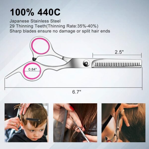 71yUtK1PTL._SL1500_.jpg Sirabe 9 PCS Hair Cutting Scissors Thinning Shears Kit, Professional Haircut Scissors Set, Barber Hairdressing Texturizing Shears Tools for Salon Home Men Women Kids Adults Pet