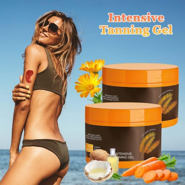 Luxury Intensive Tanning Gel, Natural Tanning Accelerator Lotion， Brown Tanning Gel, Natural Tanning Accelerator Cream Gel, for Sunbeds & Outdoor Sun (2pcs)