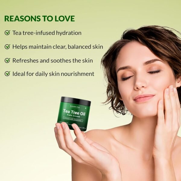 Majestic Pure Tea Tree Oil Face Cream | Cream for Dry & Itchy Skin, Acne, Scar, Day & Night Moisturizer Face Cream for Women & Men | 8 Oz