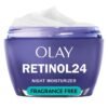 71zIcBprg-L._SL1500_.jpg Olay Retinol 24 Face Moisturizer, Anti-Aging Night Cream for Women, Fragrance-Free, Non Greasy - Anti-Wrinkle, Smooth Fine Lines, Tightening, Hydrating Skin Care - Peptides, Glycerin, 1.7 Oz