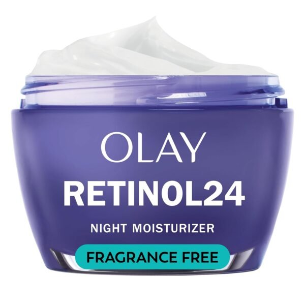 71zIcBprg-L._SL1500_.jpg Olay Retinol 24 Face Moisturizer, Anti-Aging Night Cream for Women, Fragrance-Free, Non Greasy - Anti-Wrinkle, Smooth Fine Lines, Tightening, Hydrating Skin Care - Peptides, Glycerin, 1.7 Oz