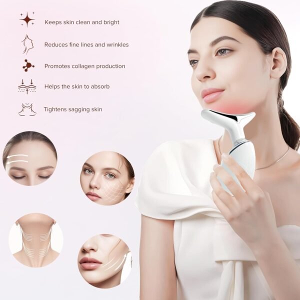 Face Messager for Face and Neck, Facial Massager for Face and Neck, 7 Color Face Neck Massager for Skin Care, at-Home Face Tool for Skin Care