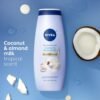 NIVEA Pampering Coconut and Almond Milk Body Wash with Nourishing Serum, Moisturizing Body Wash for Women, Enriched with Provitamin B5 and Vitamin E, 20 Fl Oz Bottle