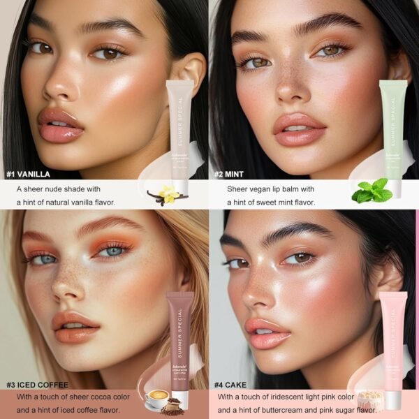 4 PCS Lip Glossy Butter Balm Set,Instant Moisture and Hydration Lip Gloss,Long-lasting Hydrating Non-Sticky Lip Balm,Soften Dry Lips and Lip Care