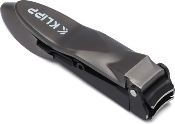 Nail Clippers for Men with Catcher - KLIPP Heavy Duty Razor-Sharp Self-Collecting Nail Cutter, Ergonomic Lever for Fingernails & Toenails, Ideal Gift for Men & Grooming Gifts Includes Ziplock Pouch