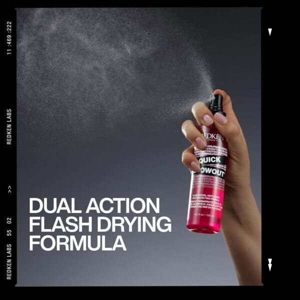 Redken Quick Blowout Heat Protectant Spray For All Hair Types - Smooths & Adds Shine, Lightweight Blowdry Styling Primer with Heat Protection