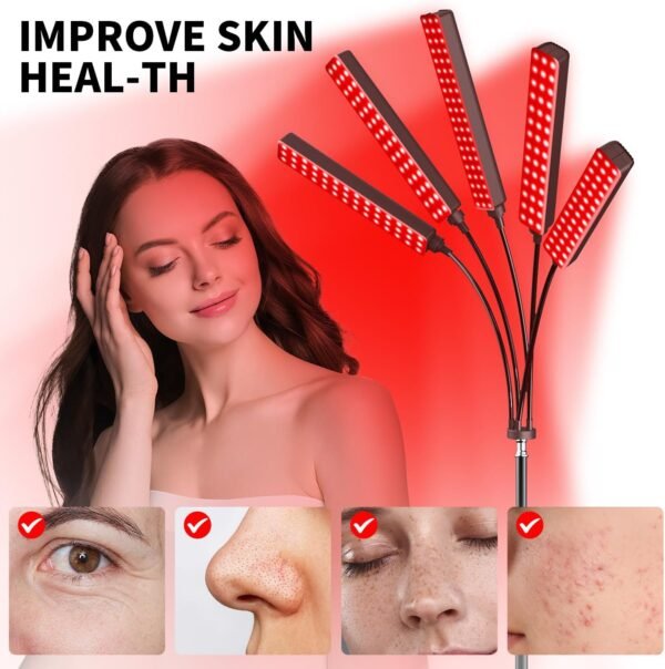 Red Light Therapy for Face Body, 5 Heads Red Infrared Light Therapy Device, 7Colors Full Body Red Light Therapy Devices, 660nm and 850nm Near Infrared for Face,Muscle,Body,Skin