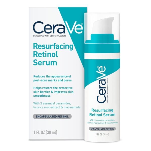 71zvPJqU7FL._SL1500_.jpg CeraVe Resurfacing Retinol Serum For Post Acne Marks, Formulated With Licorice Root Extract & Niacinamide, Brightening Serum & Pore Minimizer For Face, Post Acne Skin Barrier Repair, Non-Comedogenic