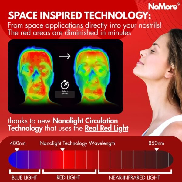 Original NoMore Red Light Therapy for Nose – LED Nasal Device for Dry Nose & Sinus Comfort, No More Colds, USB-Rechargeable Light Therapy