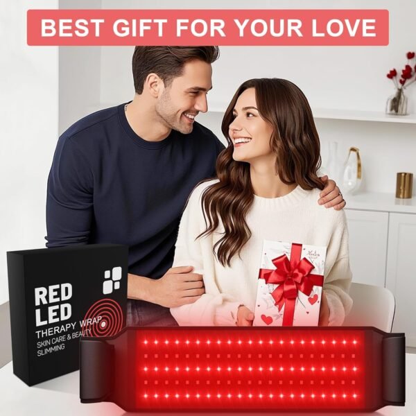 Red Light Therapy for Body:5 Light Levels Infrared Light Heat Therapy Belt Wrap for Back/Waist/Muscle/Pain Relief 660nm & 850nm Led Beads Red Light Therapy Device with Timer