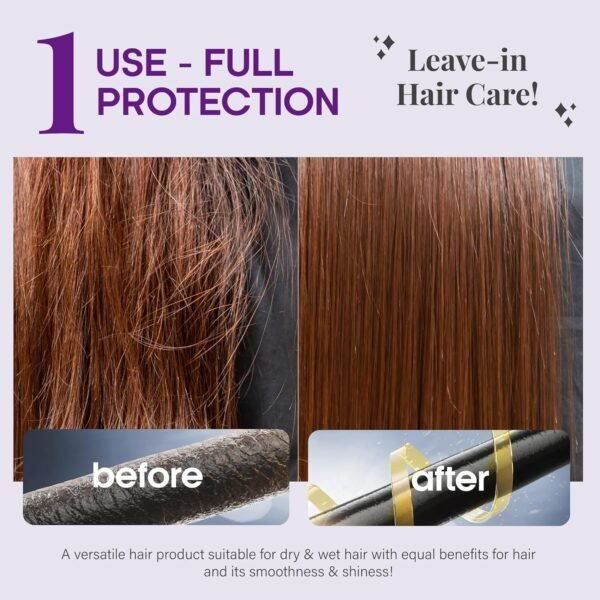 Hydrating Hair Serum for Frizzy and Damaged Hair - Keratin Hair Treatment for Dry Damaged Hair w/ Biotin, Castor Oil, Rosemary Oil, Hair Heat Protectant & Anti Frizz Hair Serum For Frizzy Hair, 5 Oz