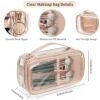 81-rAmU3tL._SL1500_.jpg OCHEAL Clear Makeup Bag, Portable Makeup Storage Organizer Cosmetic Bag, Travel Makeup Bag Cute Clear Pouch For Women and Girls Cosmetics Bags with Divider Makeup Brush Compartment-Rose Gold