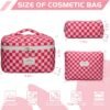 81-0O8cAf6L._AC_SL1500_.jpg Quilted Makeup Bag Set - 3 PCS Cute Floral Cotton Makeup Bag, Large Coquette Aesthetic Make up Cosmetic Bag, Flower Travel Toiletry Organizer Bags for Women Girls