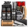 Isner Mile Beard Grooming Kit for Men: Trimming Sets with Beard Wash/Shampoo - Oil - Balm - Brush - Comb - Scissors & Storage Bag, Valentines Birthday Fathers Gifts for Dad Men Husband Boyfriend
