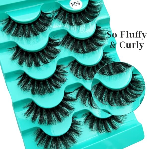 81-YJ6Oe1BL._SL1500_.jpg Mink Lashes Strip Eyelashes Fluffy Volume False Eyelashes that Look Like Extensions Glamour Wispy Curly Fake Lashes 5 Pairs Pack