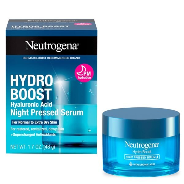 Neutrogena Hydro Boost Night Pressed Serum, Hyaluronic Acid Face Moisturizer for Normal to Extra Dry Skin, Delivers Overnight Hydration for Restored, Revitalized, Dewy Skin, 1.7 oz