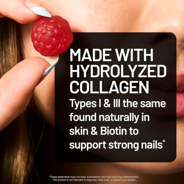 NatureWise Collagen Gummies - Hydrolyzed Collagen Gummies - Type 1 & 3 Peptides for Women + Biotin, Vitamin C, E, & Zinc for Hair Skin and Nails Support - 60 Count[1-Month Supply]